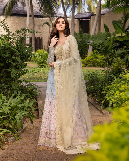 Pure Lawn Multi Shaded Embroidered Dress : LL299