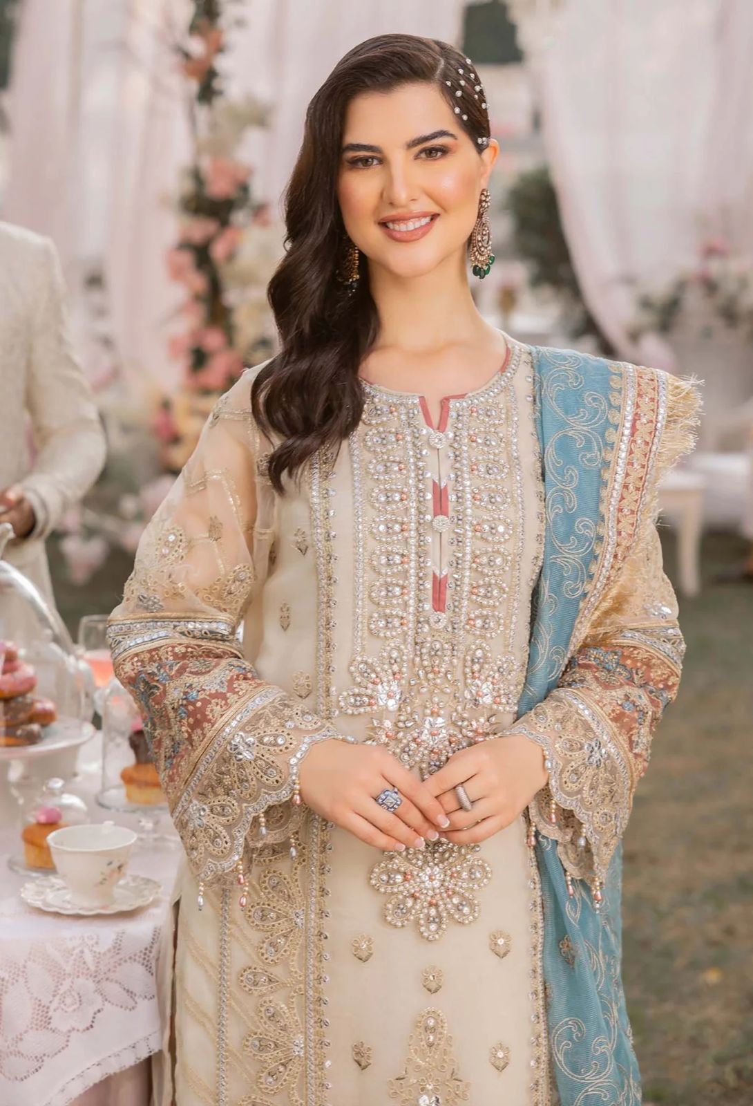 Pure Organza Wedding Embroidered Dress - WW302