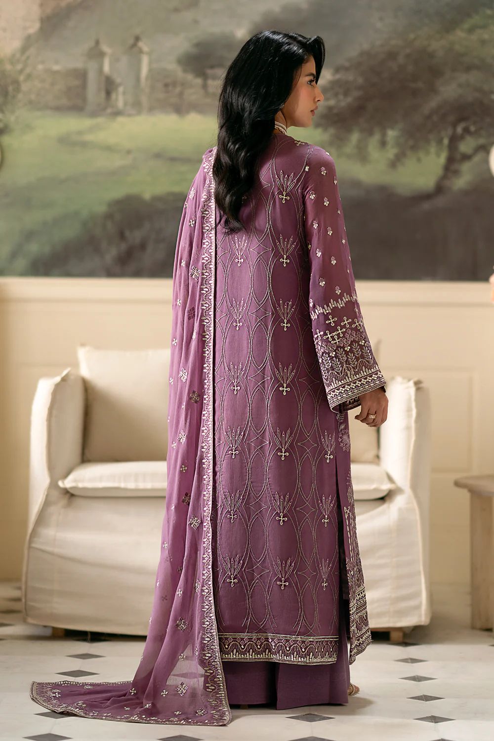 Pure Chiffon Plump Embroidered Dress - WW301