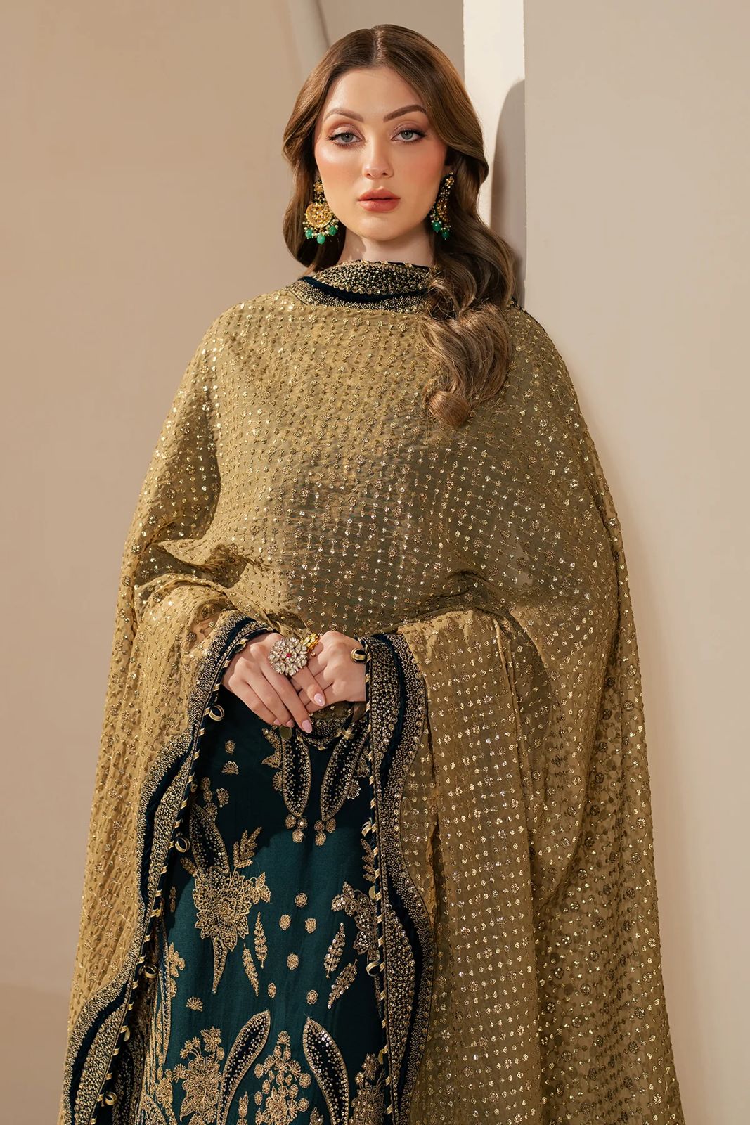 Pure Chiffon Green Embroidered Dress - WW298