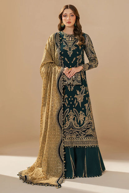 Pure Chiffon Green Embroidered Dress - WW298