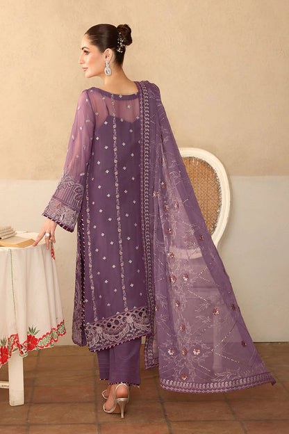 Pure Chiffon Purple Embroidered Dress - PW2269