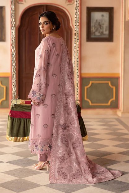 Pure Chiffon Pink Embroidered Wedding Dress - WW340