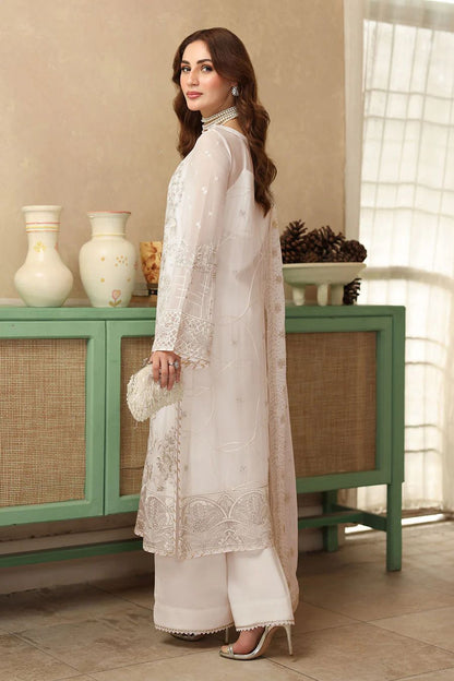 Pure Chiffon White Embroidered Dress - PW270