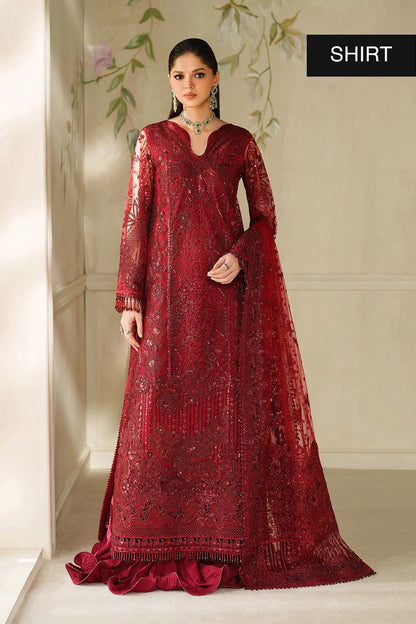 Pure Chiffon Red Embroidered Wedding Dress - WW374