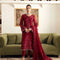 Pure Chiffon Red Embroidered Dress - WW375