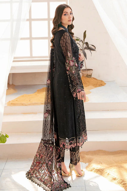 Pure Chiffon Black Embroidered Wedding Dress - WW402