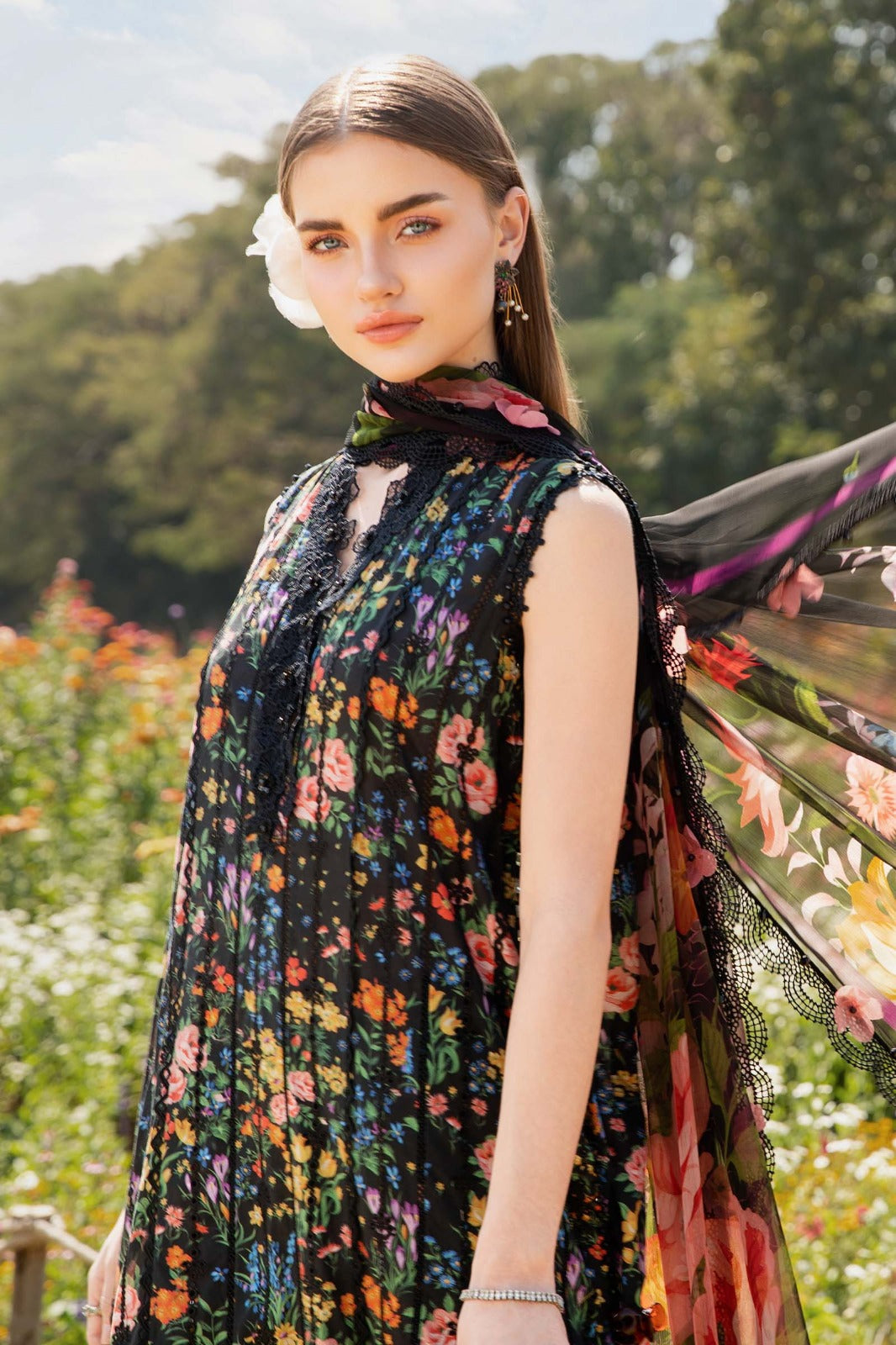 Pure Lawn Black Embroidered Eid Outfit - LL408