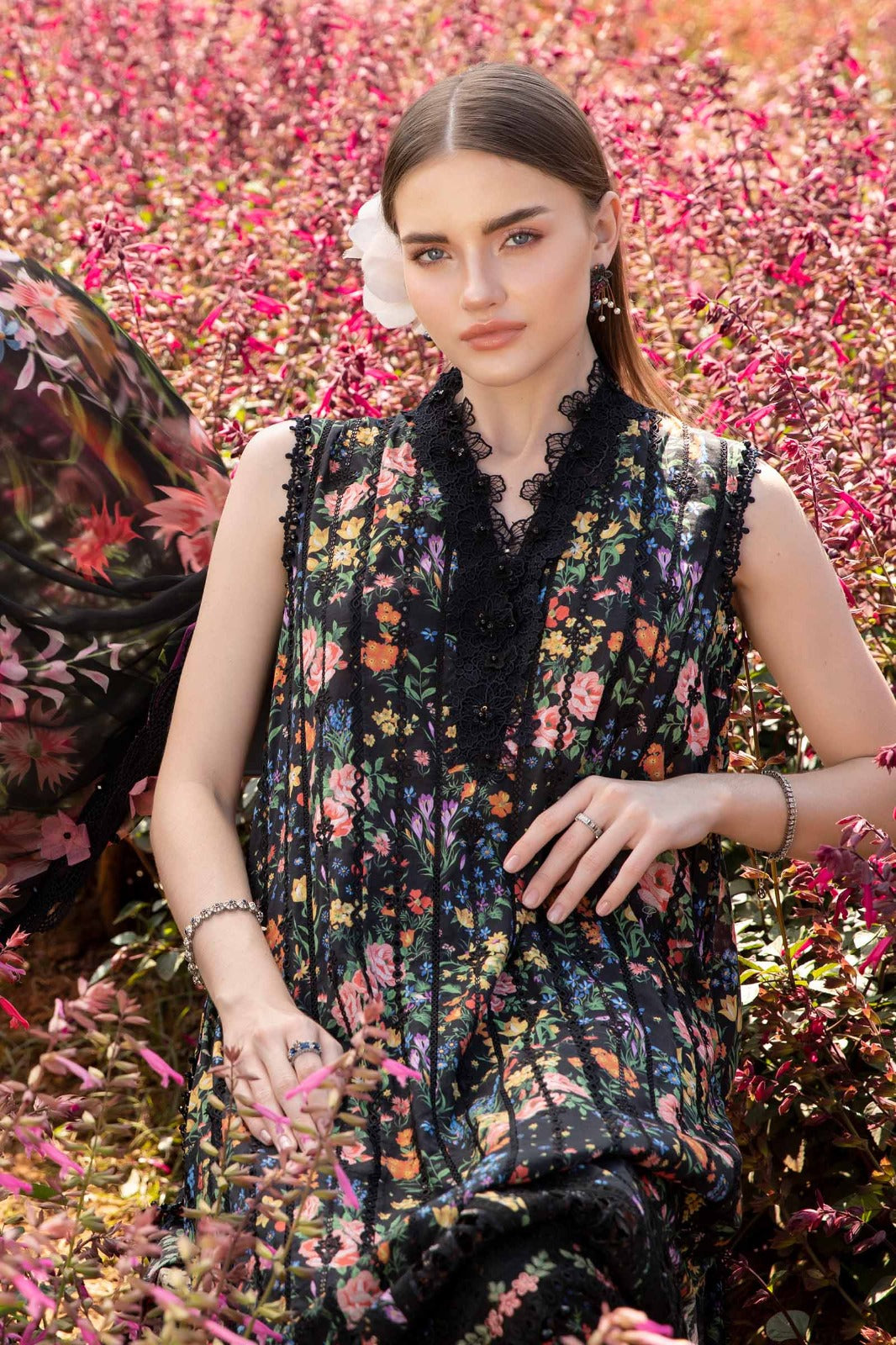 Pure Lawn Black Embroidered Eid Outfit - LL408