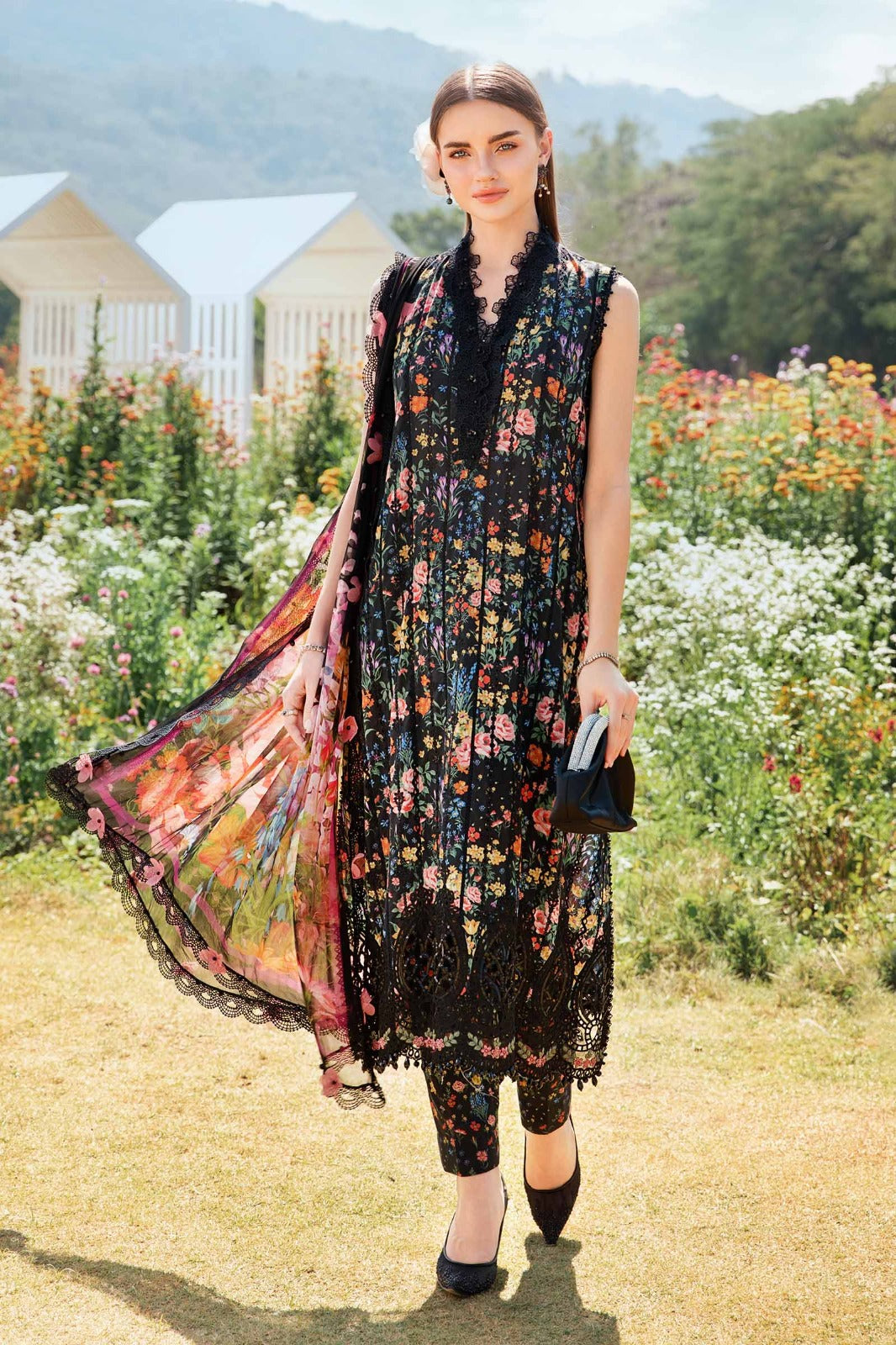 Pure Lawn Black Embroidered Eid Outfit - LL408