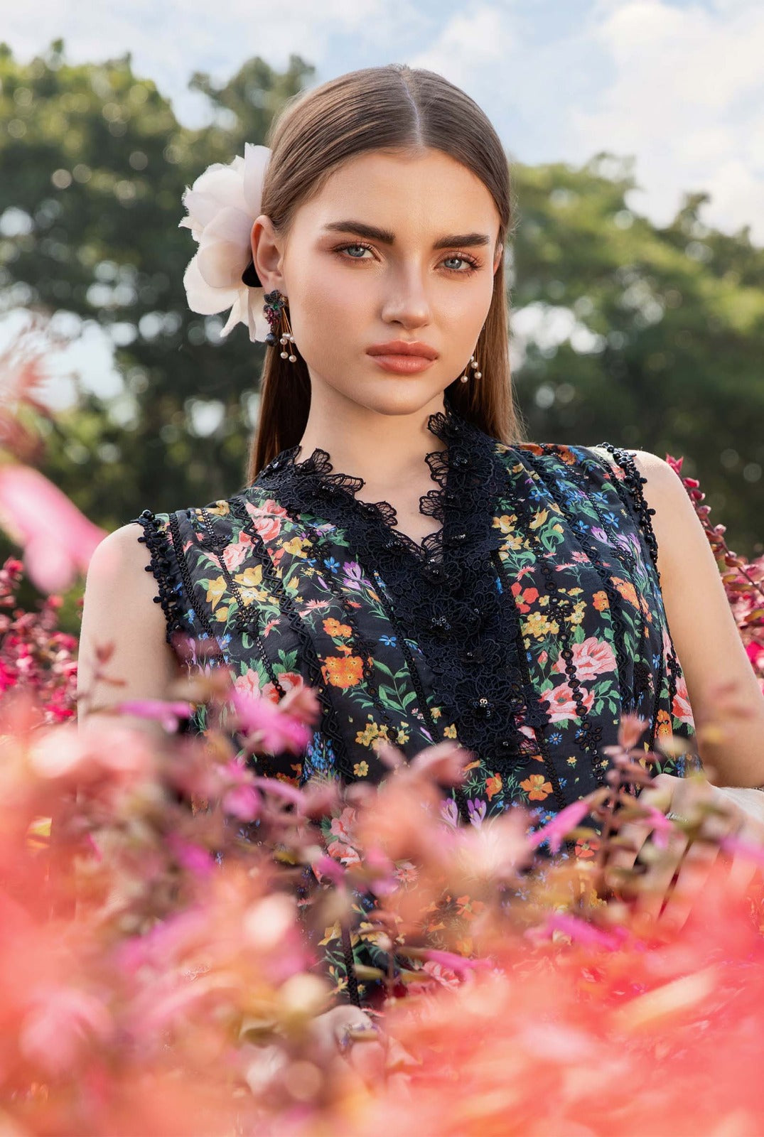 Pure Lawn Black Embroidered Eid Outfit - LL408