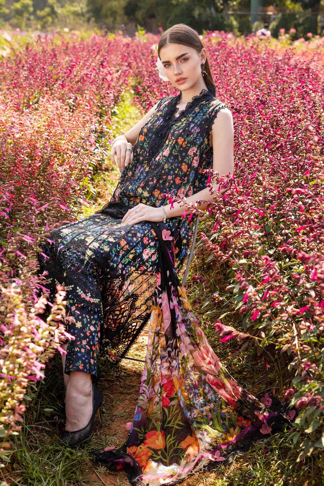 Pure Lawn Black Embroidered Eid Outfit - LL408