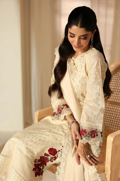 Pure Chiffon Off White Embroidered Wedding Dress - WW405