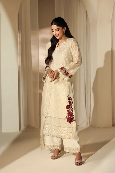 Pure Chiffon Off White Embroidered Wedding Dress - WW405
