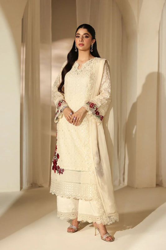 Pure Chiffon Off White Embroidered Wedding Dress - WW405