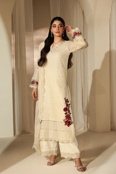 Pure Chiffon Off White Embroidered Wedding Dress - WW405