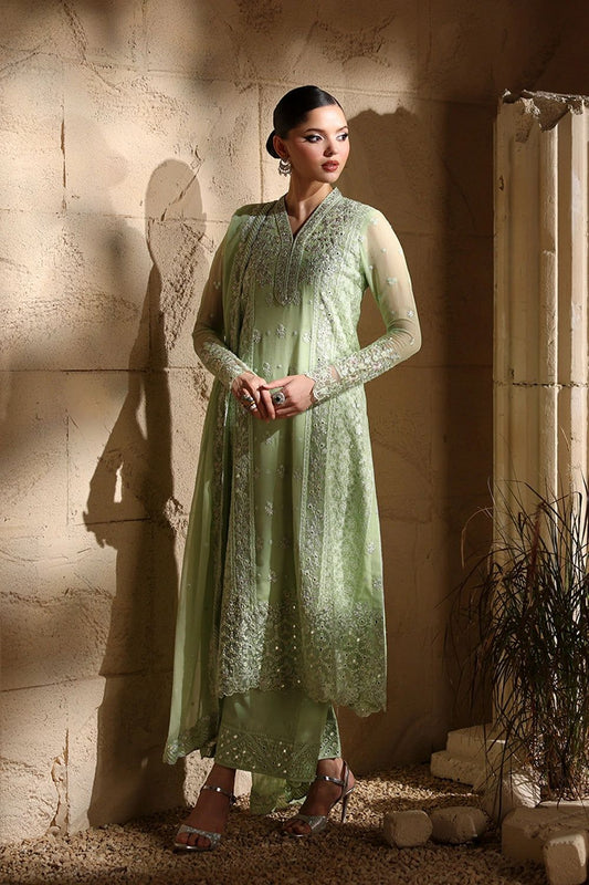 Pure Chiffon Green Embroidered Wedding Dress - WW406