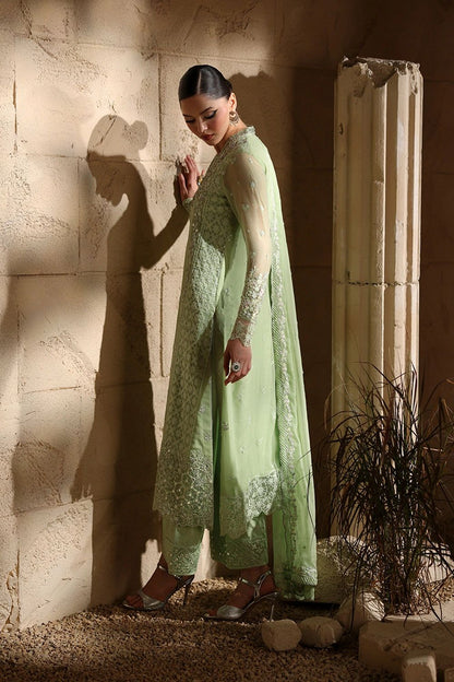 Pure Chiffon Green Embroidered Wedding Dress - WW406