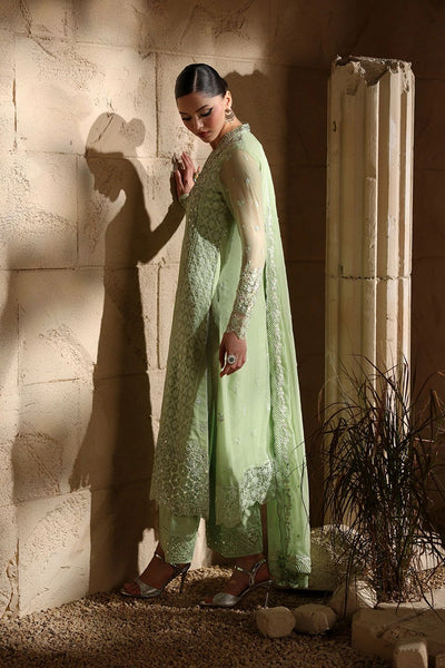 Pure Chiffon Green Embroidered Wedding Dress - WW406
