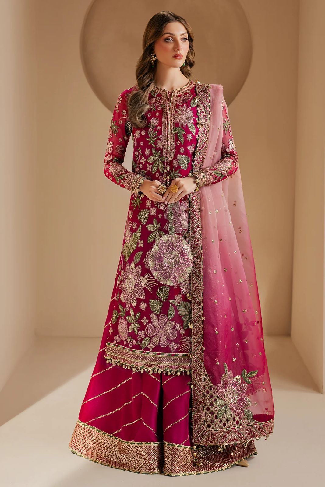 Pure Chiffon Elegant Embroidered Wedding Dress - PW409
