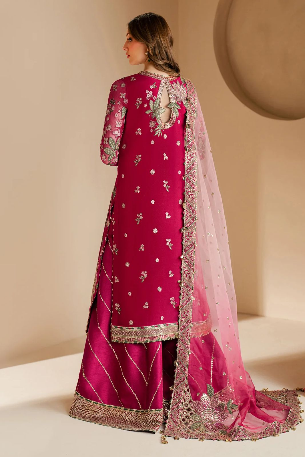 Pure Chiffon Elegant Embroidered Wedding Dress - PW409