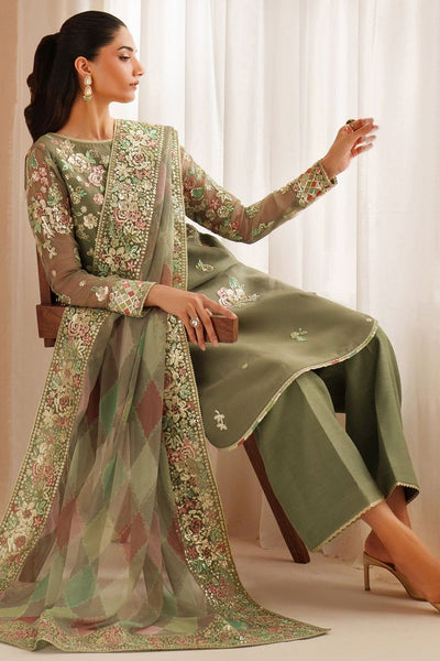 Pure Chiffon Green Embroidered Wedding Dress - WW407