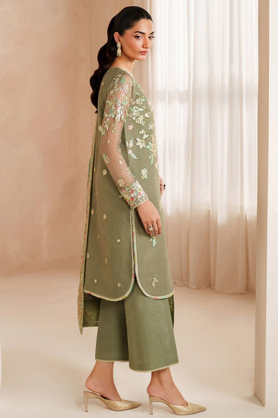 Pure Chiffon Green Embroidered Wedding Dress - WW407