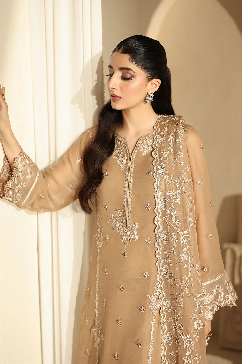 Pure Chiffon Embroidered Wedding Dress - PW208