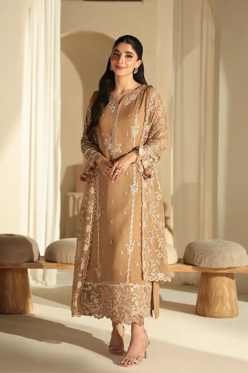 Pure Chiffon Embroidered Wedding Dress - PW208