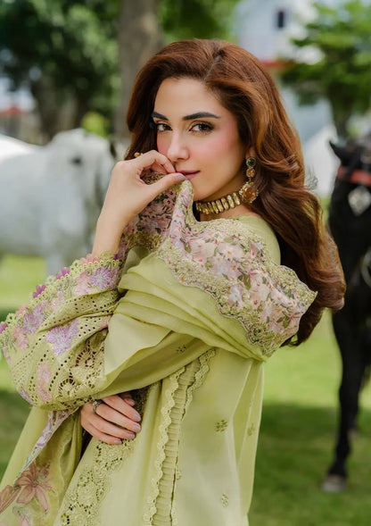 Pure Lawn Green Embroidered Eid Outfit - LL425