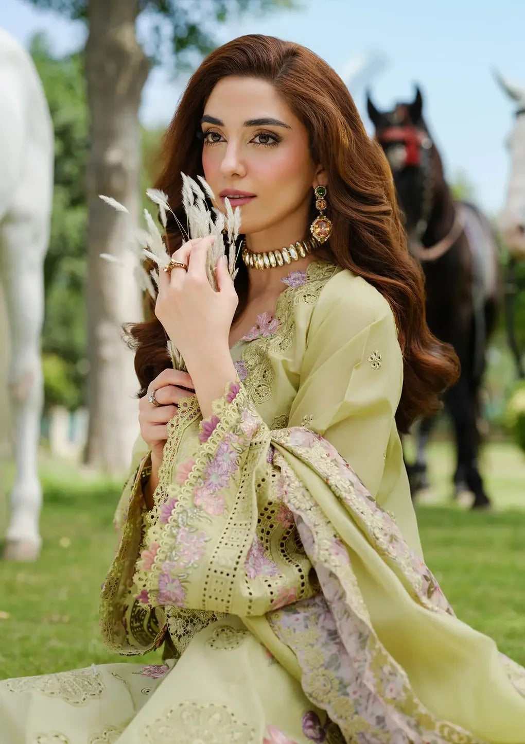 Pure Lawn Green Embroidered Eid Outfit - LL425