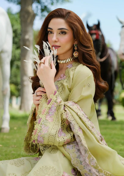 Pure Lawn Green Embroidered Eid Outfit - LL425