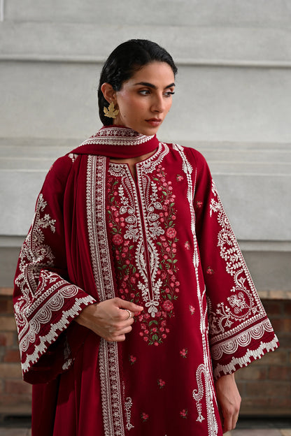 Pure Lawn Red Embroidered Eid Outfit - LL426