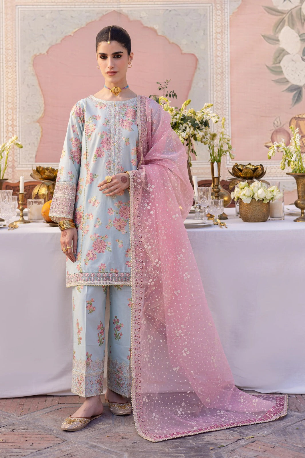 Pure Lawn Grey Embroidered Eid Outfit - LL423