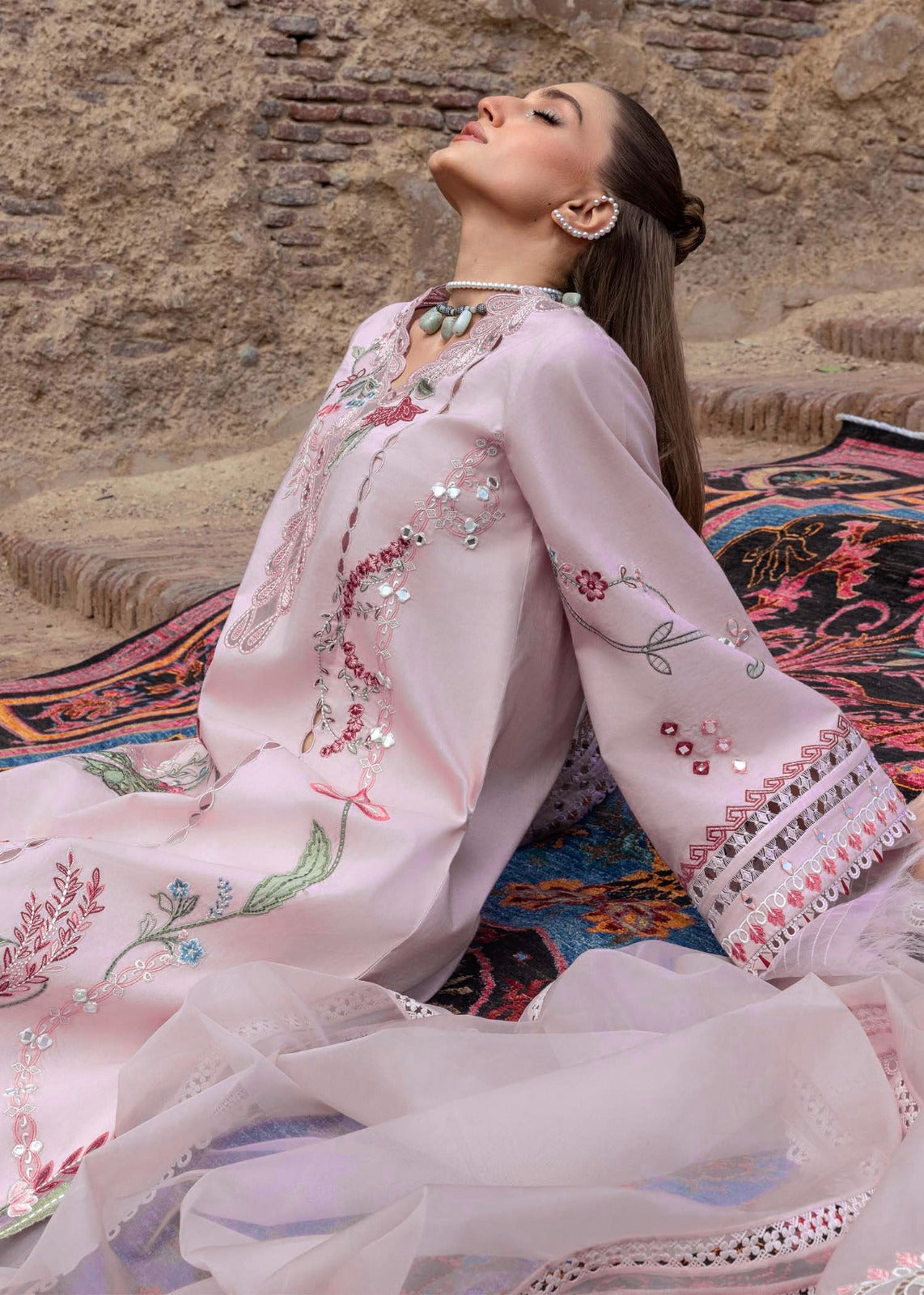 Pure Lawn Light Pink Embroidered Eid Outfit - LL427