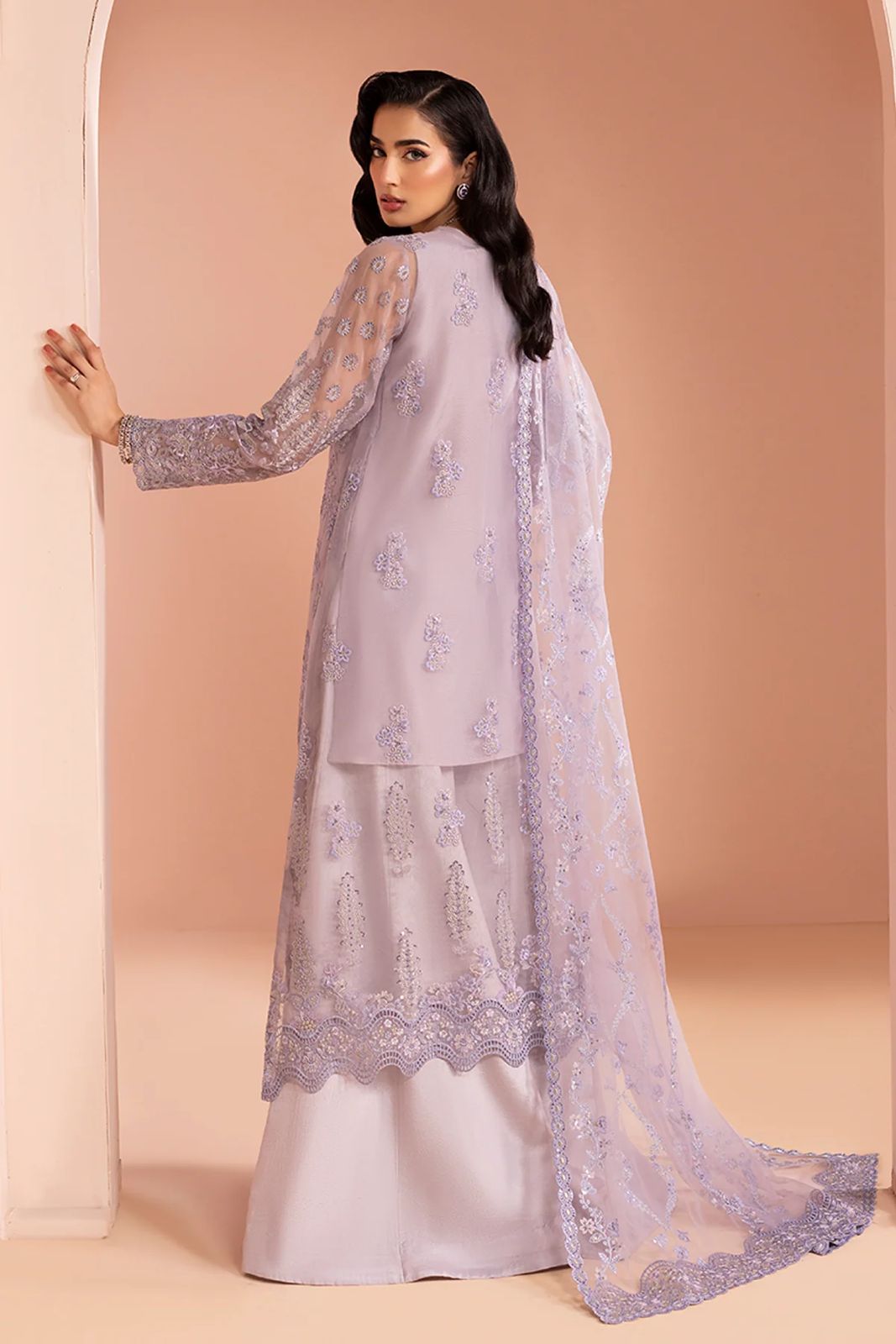 Pure Chiffon Elegant Embroidered Wedding Dress - WW419