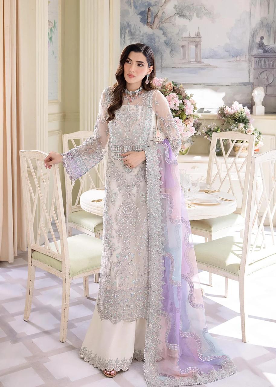 Pure Chiffon White Embroidered Wedding Dress - PW414