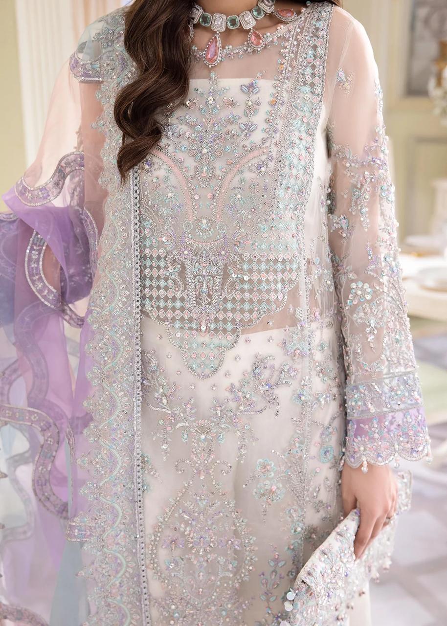 Pure Chiffon White Embroidered Wedding Dress - PW414