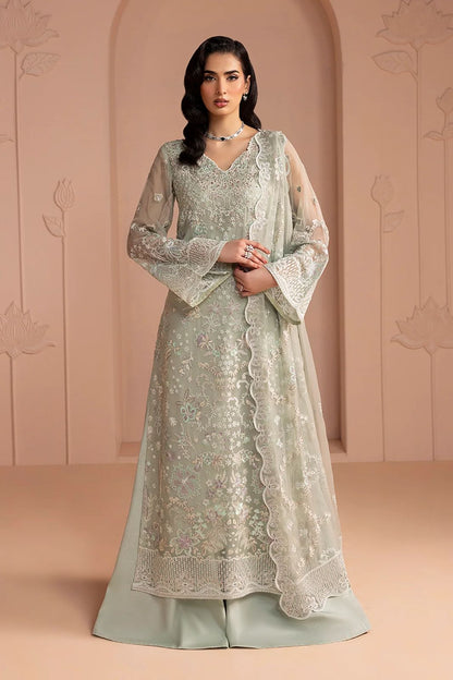 Pure Chiffon Cream Embroidered Wedding Dress - WW417