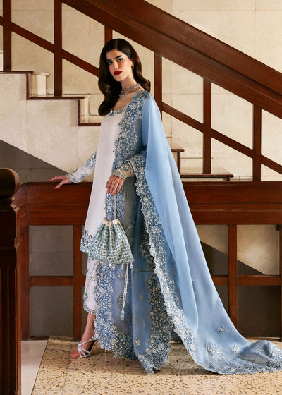Pure Raw Silk White Embroidered Wedding Dress - PW413