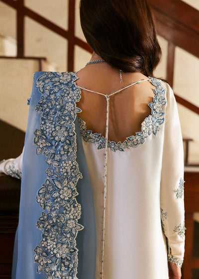 Pure Raw Silk White Embroidered Wedding Dress - PW413