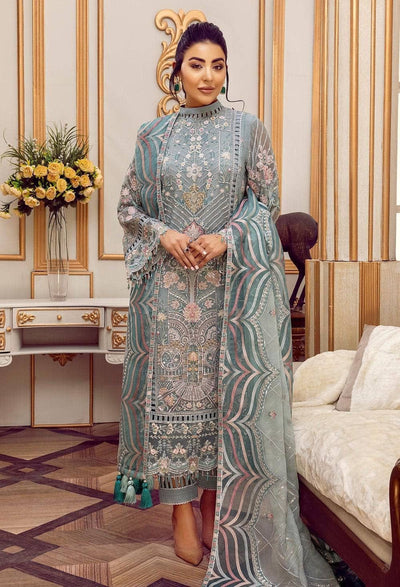 Pure Chiffon Grey Embroidered Wedding Dress - WW411