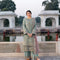 Pure Chiffon Green Embroidered Wedding Dress - PW412
