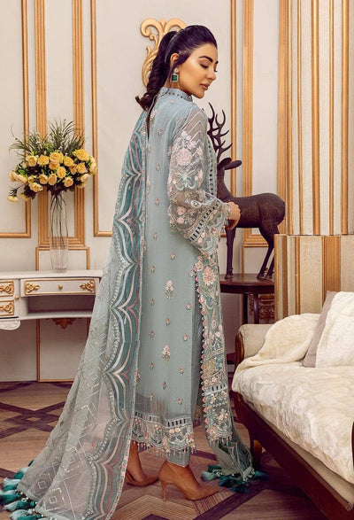 Pure Chiffon Grey Embroidered Wedding Dress - WW411