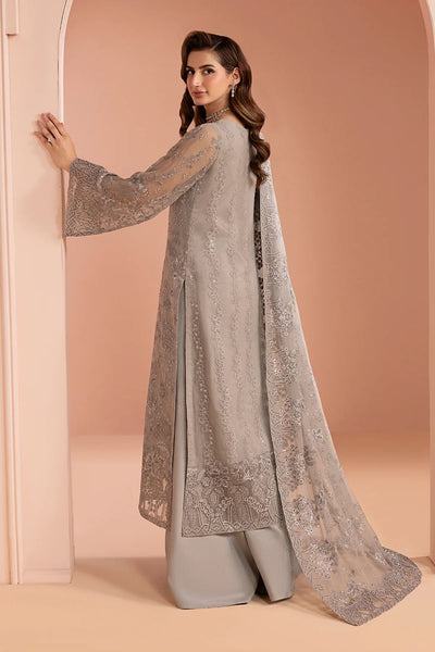 Pure Chiffon Grey Embroidered Wedding Dress - PW415