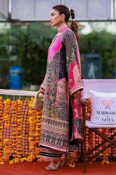 Pure Swiss Lawn Black & Pink Chunri Outfit - LL433