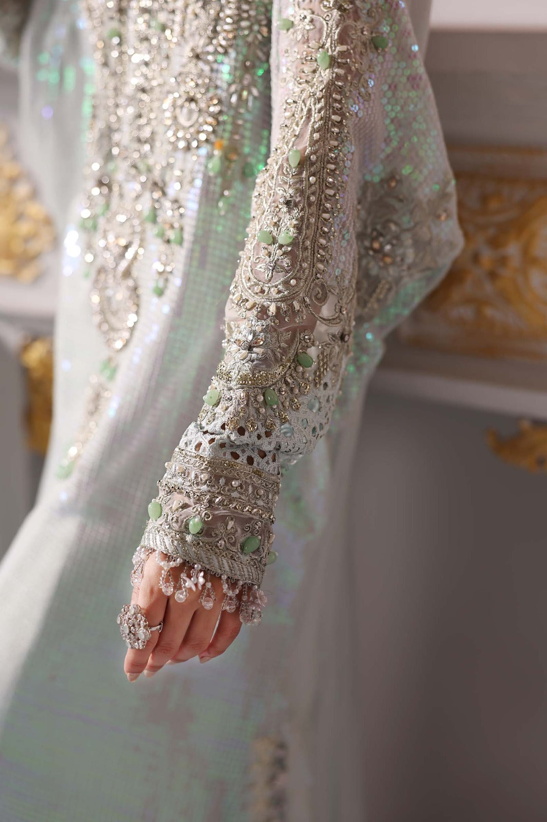 Pure Chiffon Kaftan Style Embroidered Wedding Dress - WW426