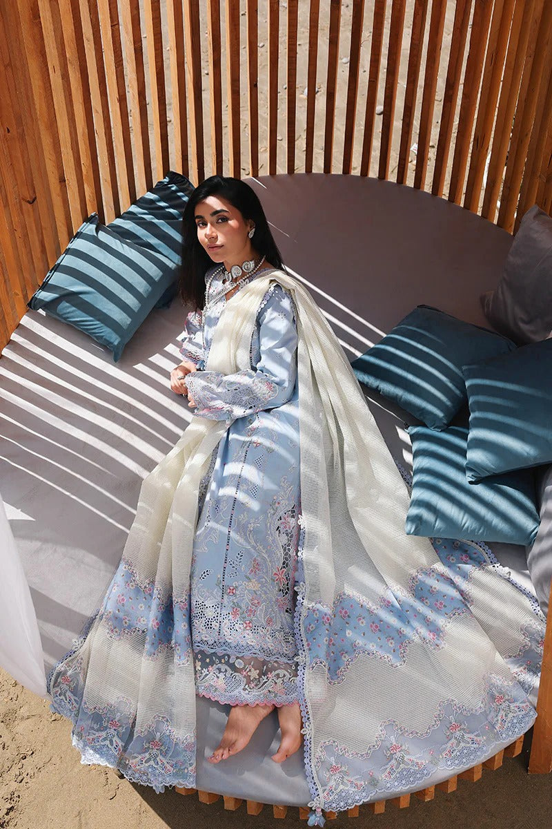 Pure Lawn Blue Embroidered Eid Outfit - LL434