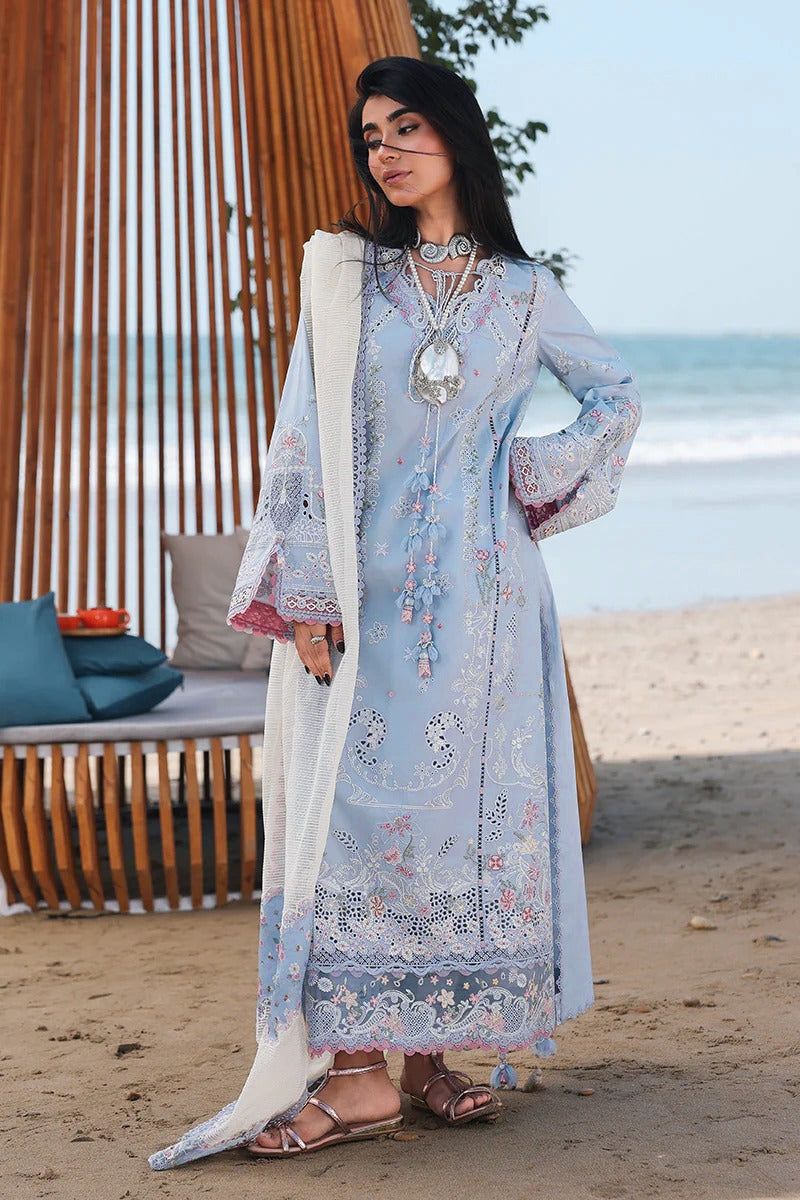 Pure Lawn Blue Embroidered Eid Outfit - LL434