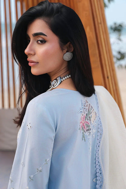 Pure Lawn Blue Embroidered Eid Outfit - LL434